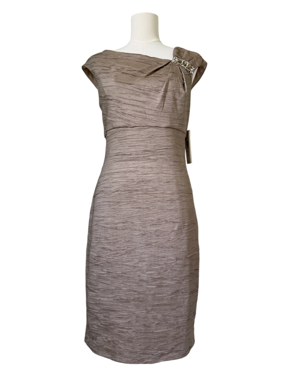 ELIZA J | Metallic Textured Taupe Cocktail Dress Sz 10